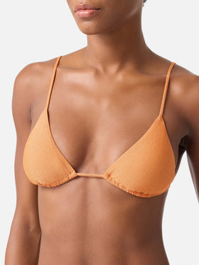 Haut de bikini triangle Janet lurex orange 