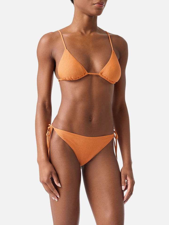 Janet Virgo orange lurex triangle bikini