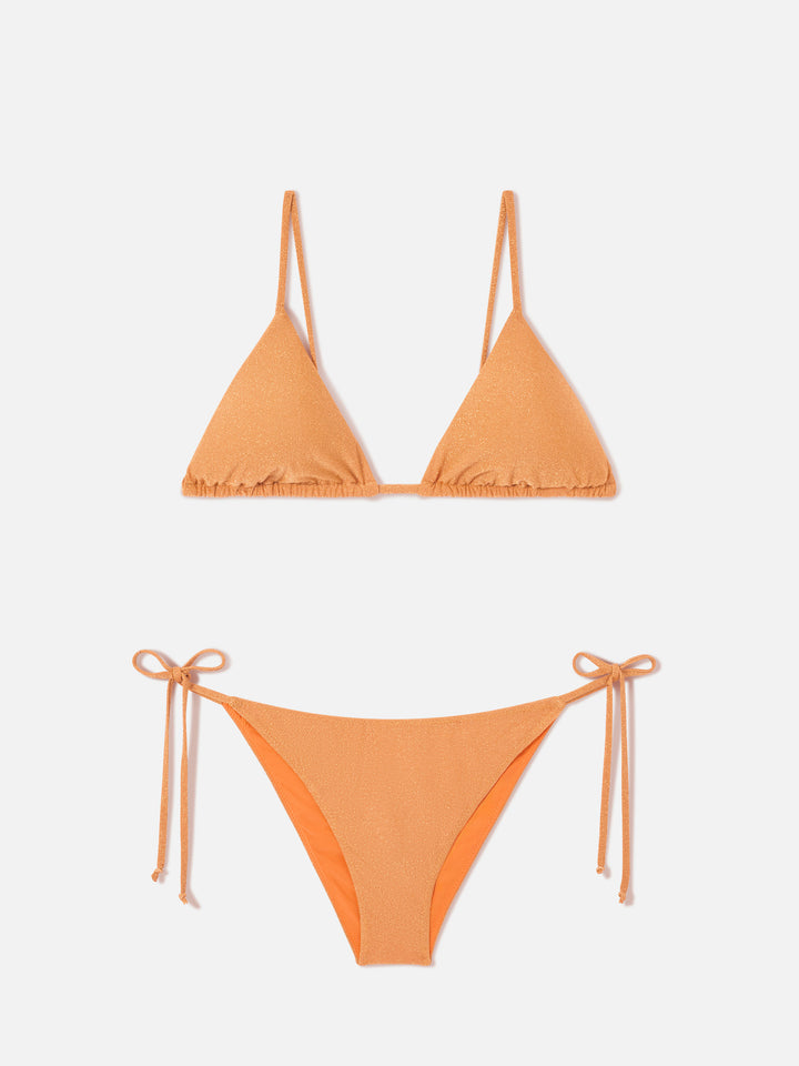 Janet Virgo orange lurex triangle bikini