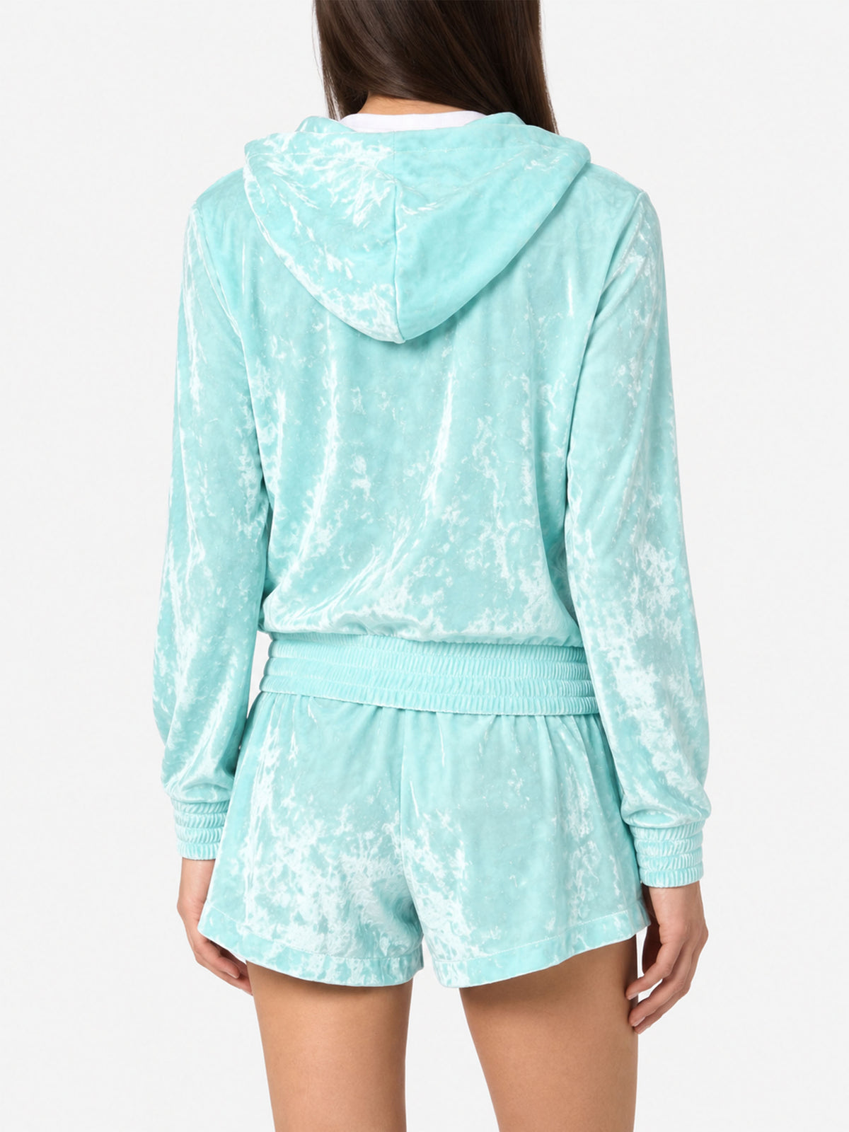 Sudadera con capucha y cremallera Jasmine de chenilla verde agua 