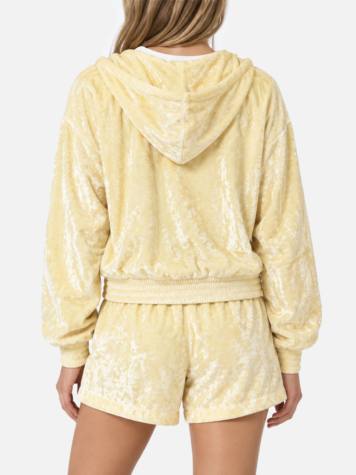 Sweat à capuche zippé en éponge jaune pâle Jasmine 