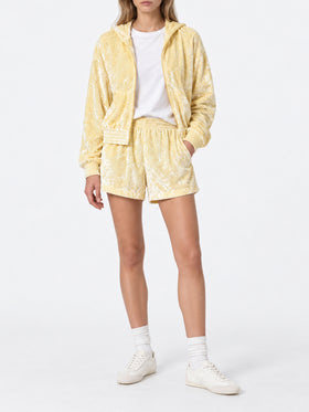 Light yellow chenille Cate pull-up shorts