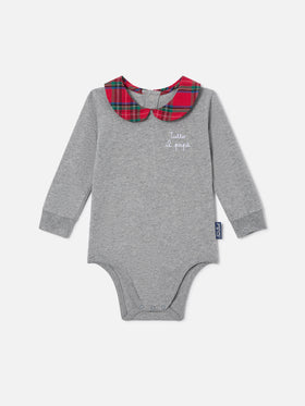 Body Jacques gris en coton biologique avec broderie Tutto Il Papà 