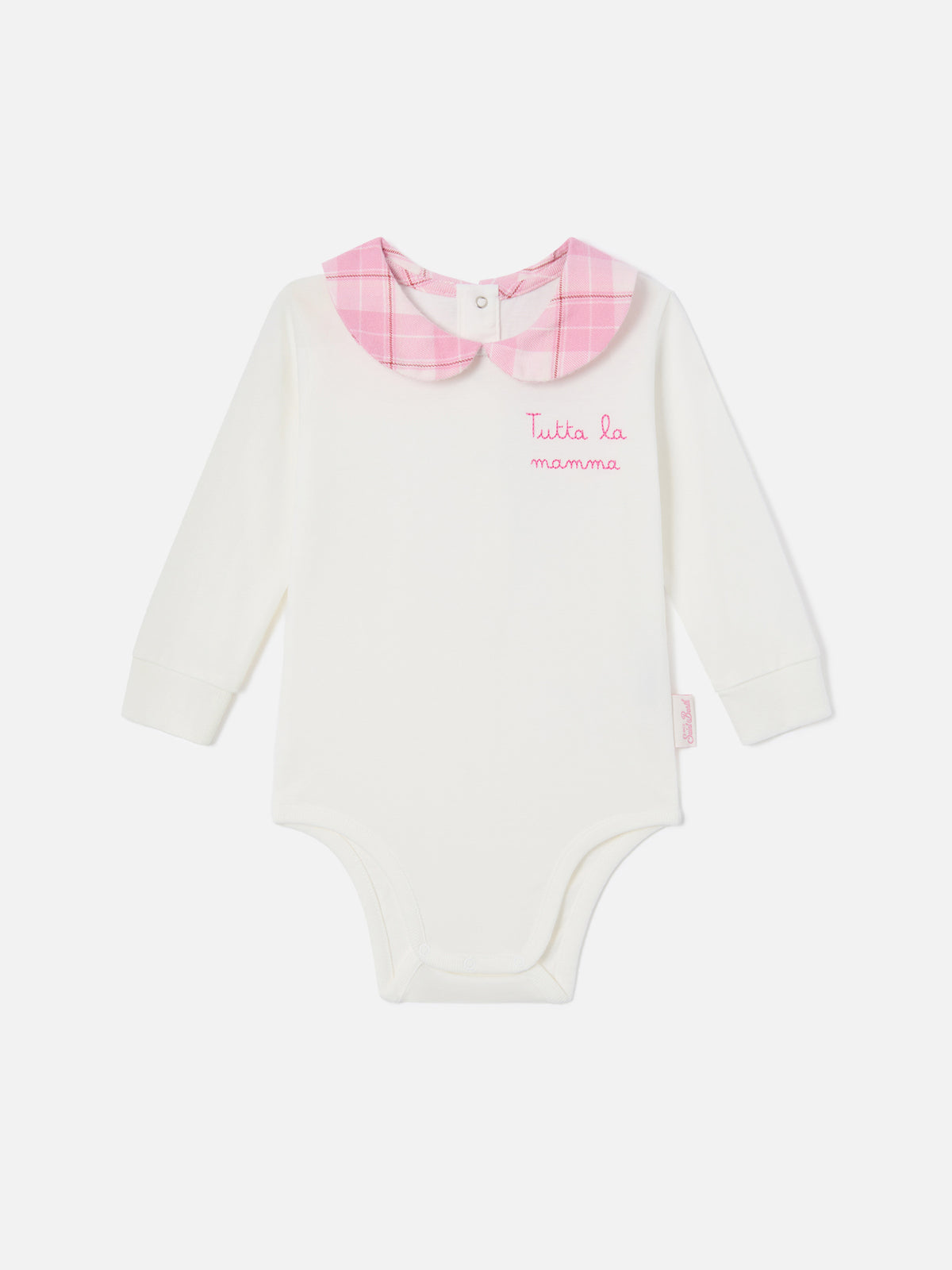 Body Jacques blanc en coton biologique avec broderie Tutta La Mamma 