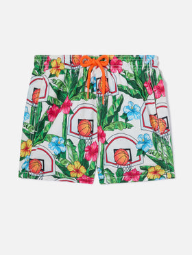 Costume da bagno da bambino con stampa basket