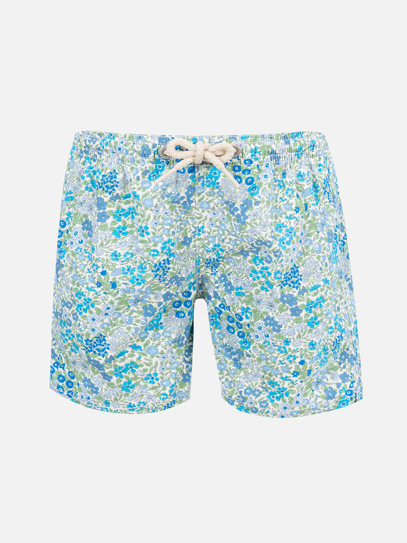 Boy mid-length Jean swim-shorts with Joanna Luise print | MADE WITH LIBERTY FABRIC