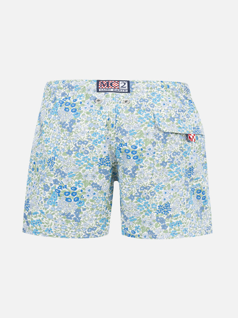 Boy mid-length Jean swim-shorts with Joanna Luise print | MADE WITH LIBERTY FABRIC