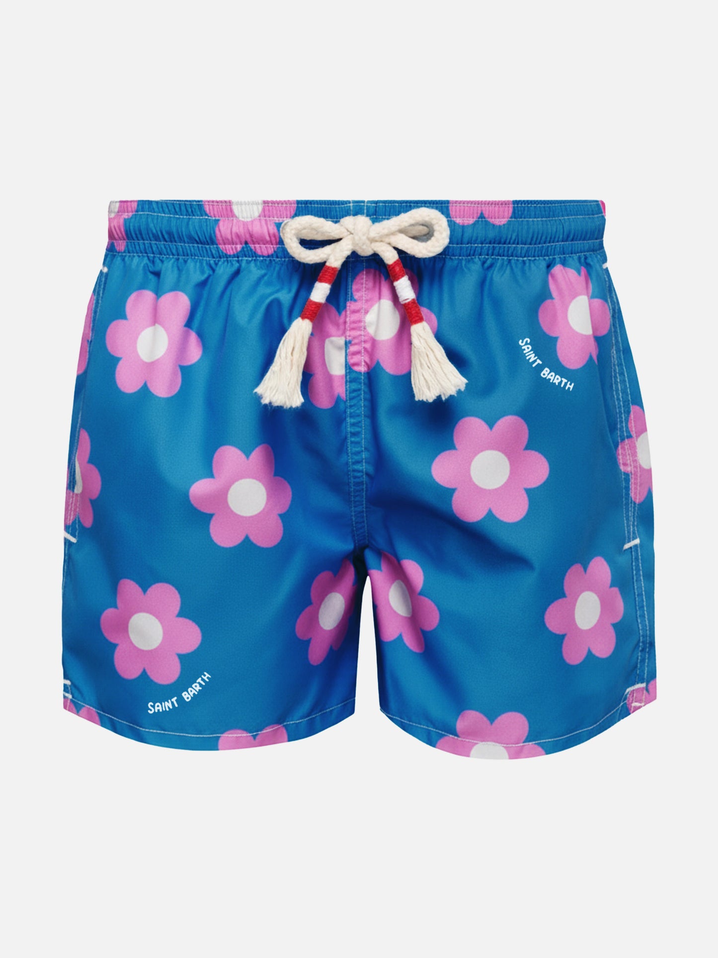 Jean mid-length swim shorts with daisy print