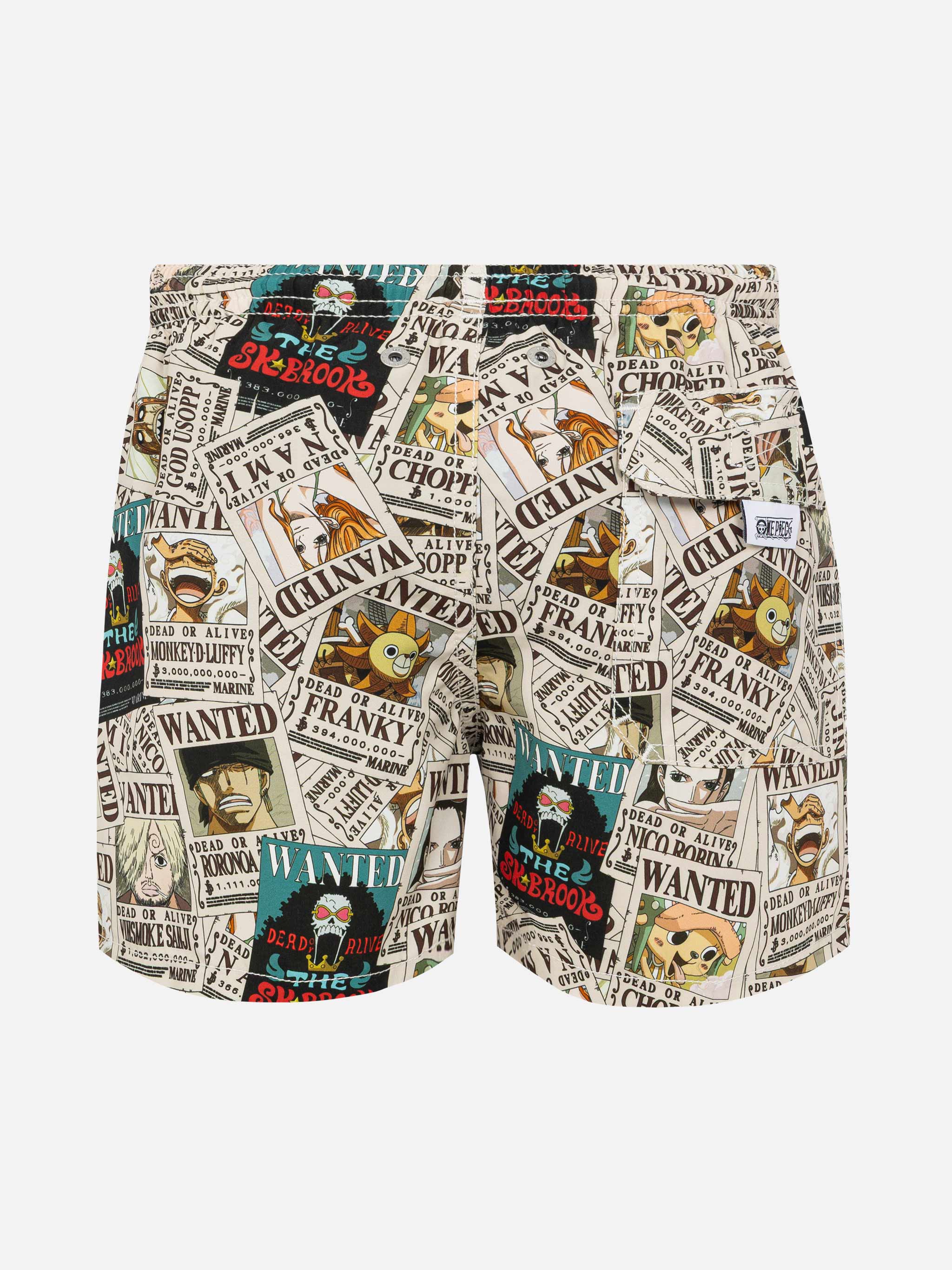 Jean mid-length swim shorts with One Piece print | ONE PIECE