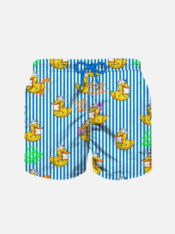 Boy swim shorts with Crypto ducky print | CRYPTO PUPPETS SPECIAL EDITION