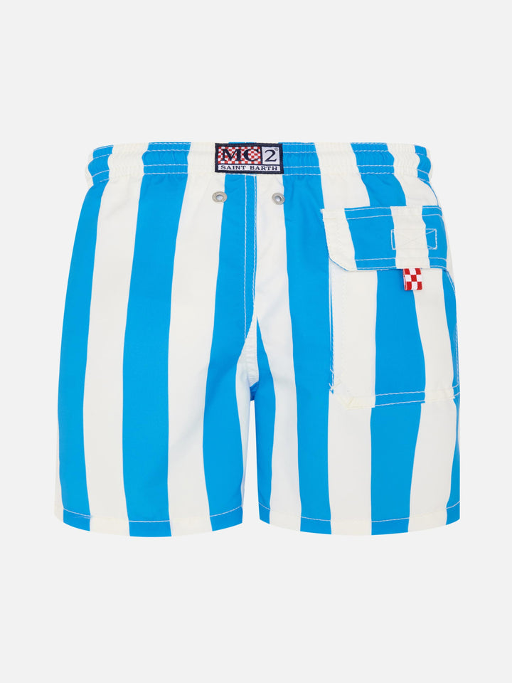 Mittellange Badeshorts aus Jeans mit Napoli-Print und Patch | SSC NAPOLI SPECIAL EDITION