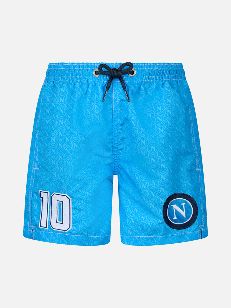 Mittellange Jeans-Badeshorts für Jungen mit Napoli-Print | SSC NAPOLI SPECIAL EDITION