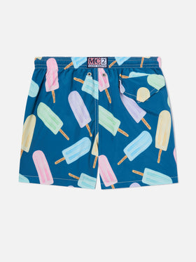 Bañador tipo shorts de tejido ligero para niño Jean Lighting con estampado de polos helados 