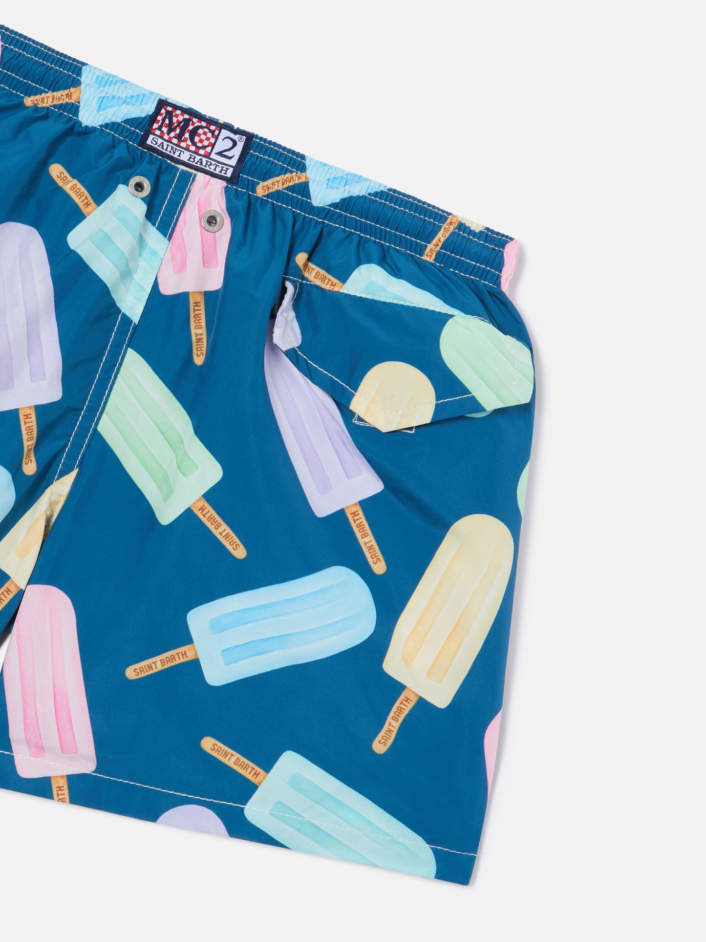 Bañador tipo shorts de tejido ligero para niño Jean Lighting con estampado de polos helados 