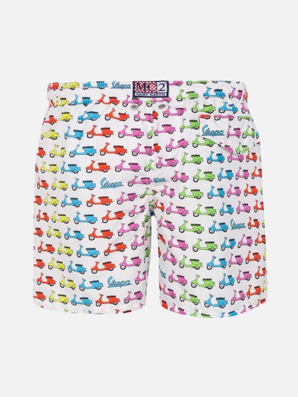 Boy light fabric swim shorts with Vespa print | VESPA® SPECIAL EDITION