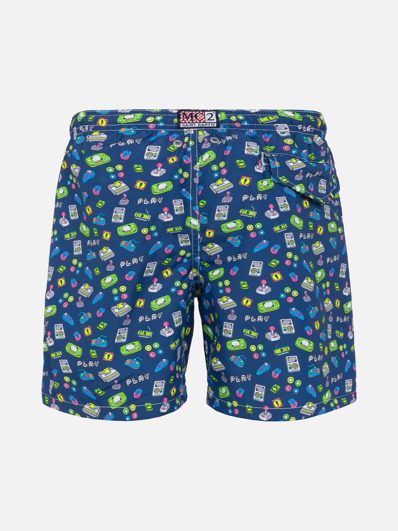 Boy swim shorts with retro games print