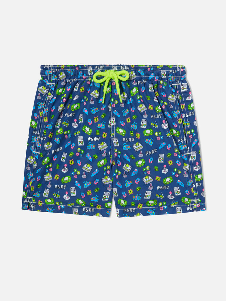 Bañador short para niño con estampado de juegos retro 