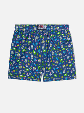 Boy swim shorts with retro games print