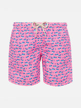 Boy light fabric swim shorts with sharks print