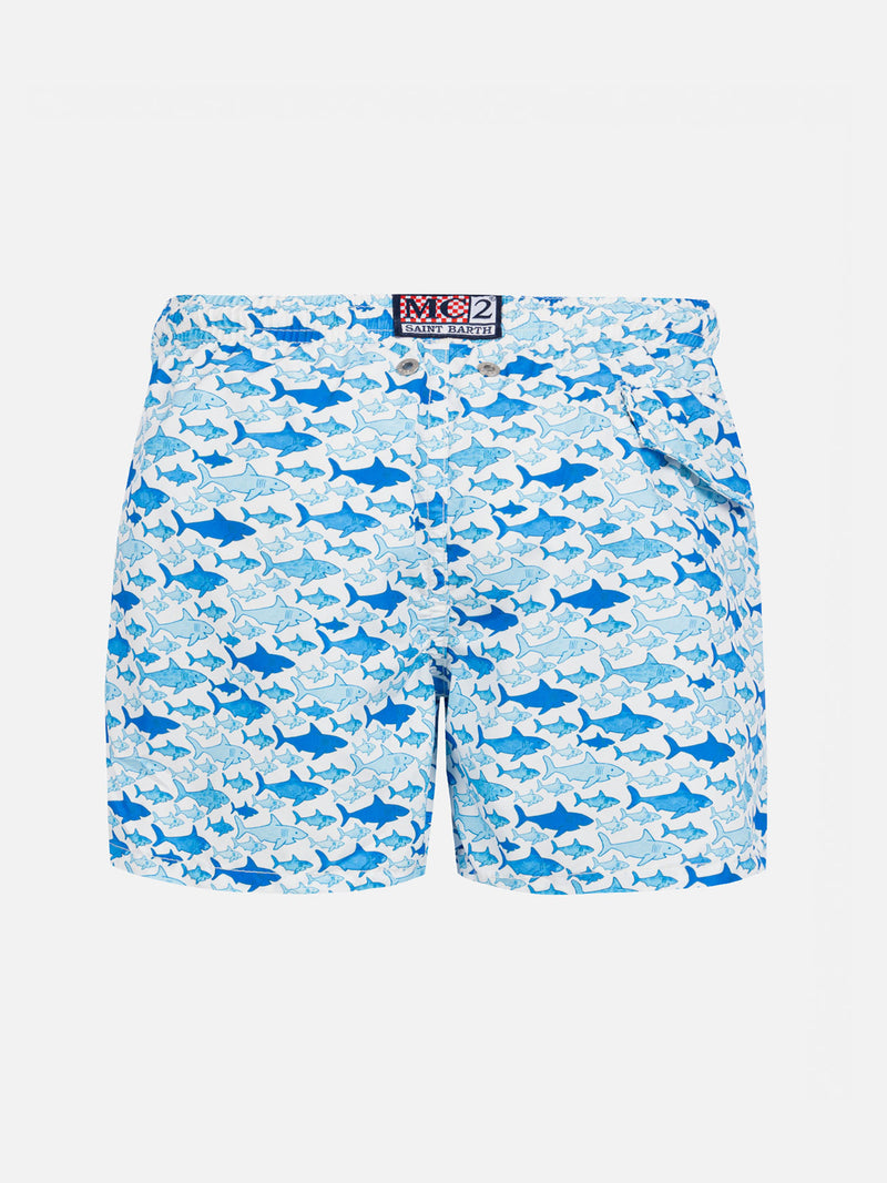 Boy swim shorts with shark print