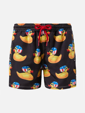 Jean Lighting lightweight fabric swim shorts withrider ducky print