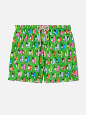 Bañador de tejido ligero para niño Jean Lighting con estampado de perros surfistas 