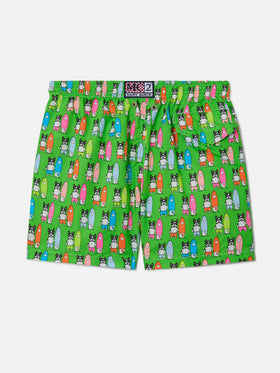 Bañador de tejido ligero para niño Jean Lighting con estampado de perros surfistas 