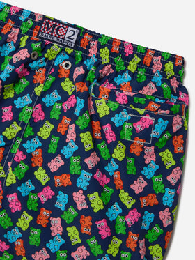 Boy lightweight fabric swim-shorts Jean Lighting with candy bears print