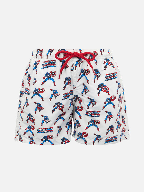 Boy lightweight fabric swim-shorts Jean Lighting with Captain America print | MARVEL SPECIAL EDITION