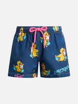 Badeshorts für Jungen aus leichtem Stoff von Jean Lighting mit Krypto-Enten-Print | CRYPTOPUPPET-SONDERAUSGABE