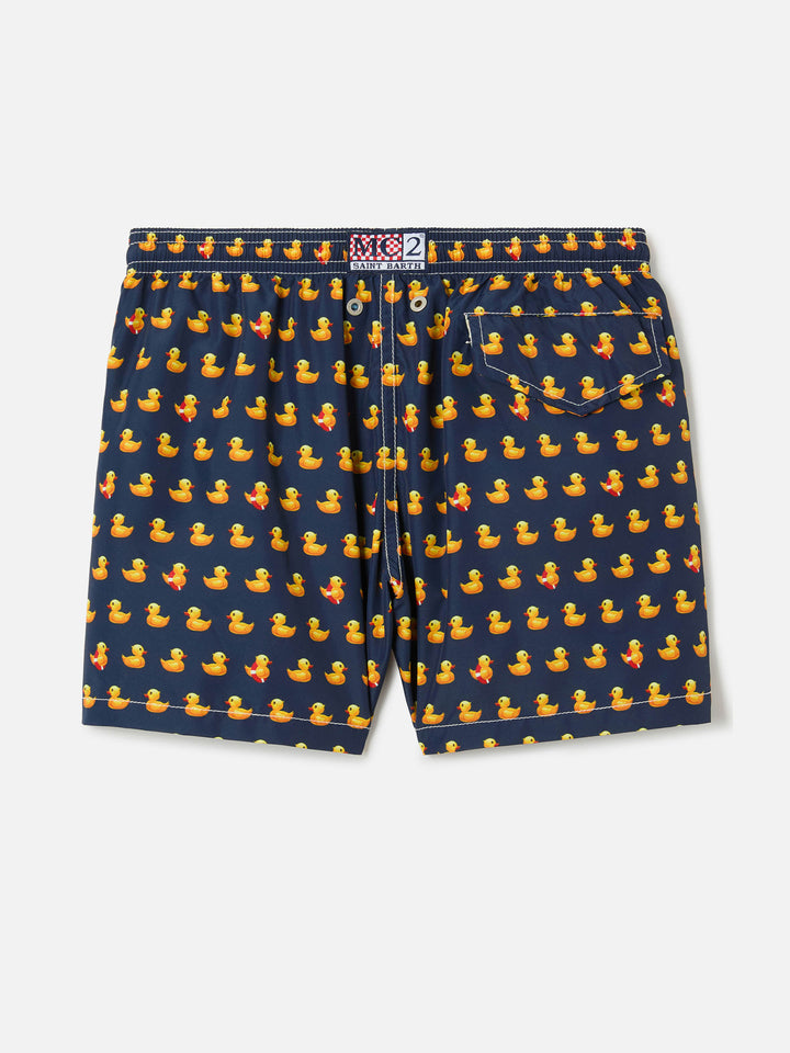 Boy lightweight fabric swim-shorts Jean Lighting with ducky print