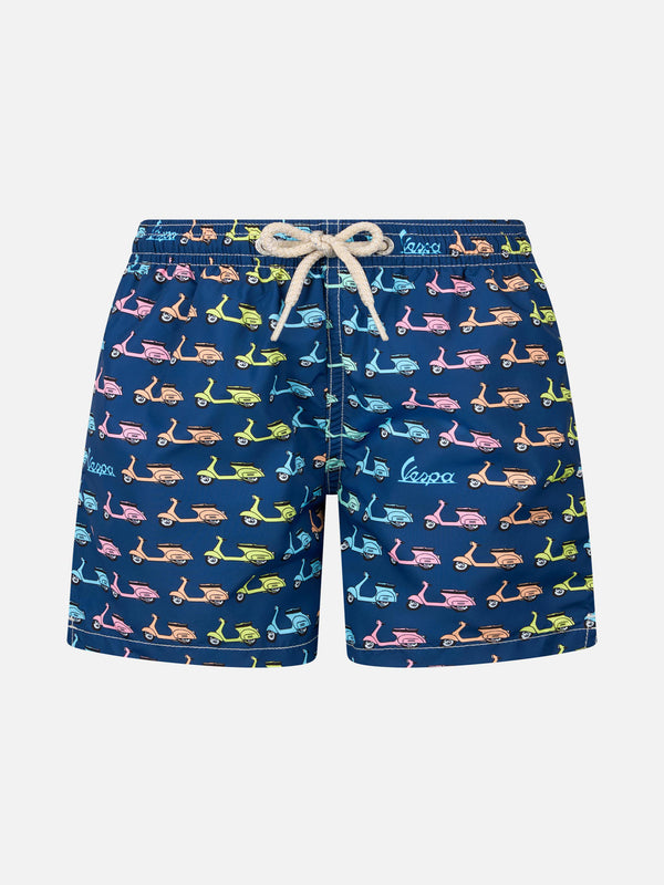 Boy lightweight fabric swim-shorts Jean Lighting with Vespa print | VESPA SPECIAL EDITION