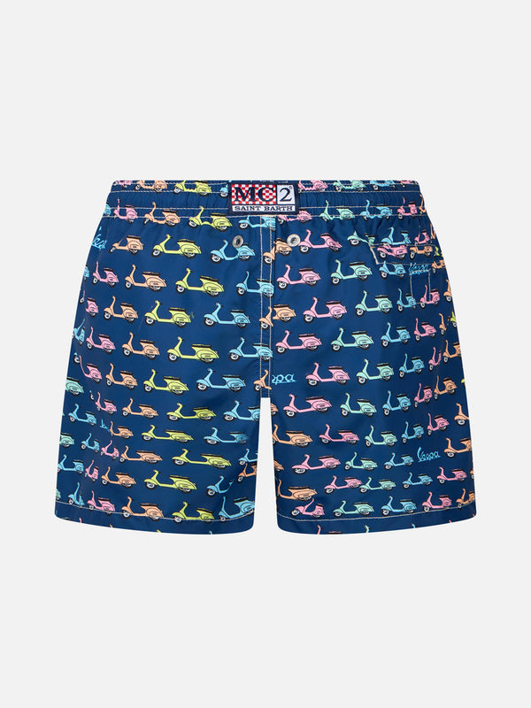 Boy lightweight fabric swim-shorts Jean Lighting with Vespa print | VESPA SPECIAL EDITION