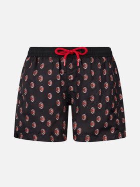 Boy lightweight fabric swimshorts with Milan print | AC MILAN SPECIAL EDITION