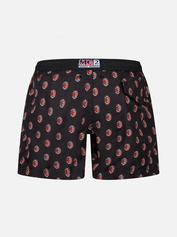 Boy lightweight fabric swimshorts with Milan print | AC MILAN SPECIAL EDITION