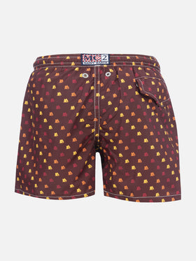 Leichte Jeans-Badeshorts aus Stoff mit Roma-Print | AS ROMA SPECIAL EDITION