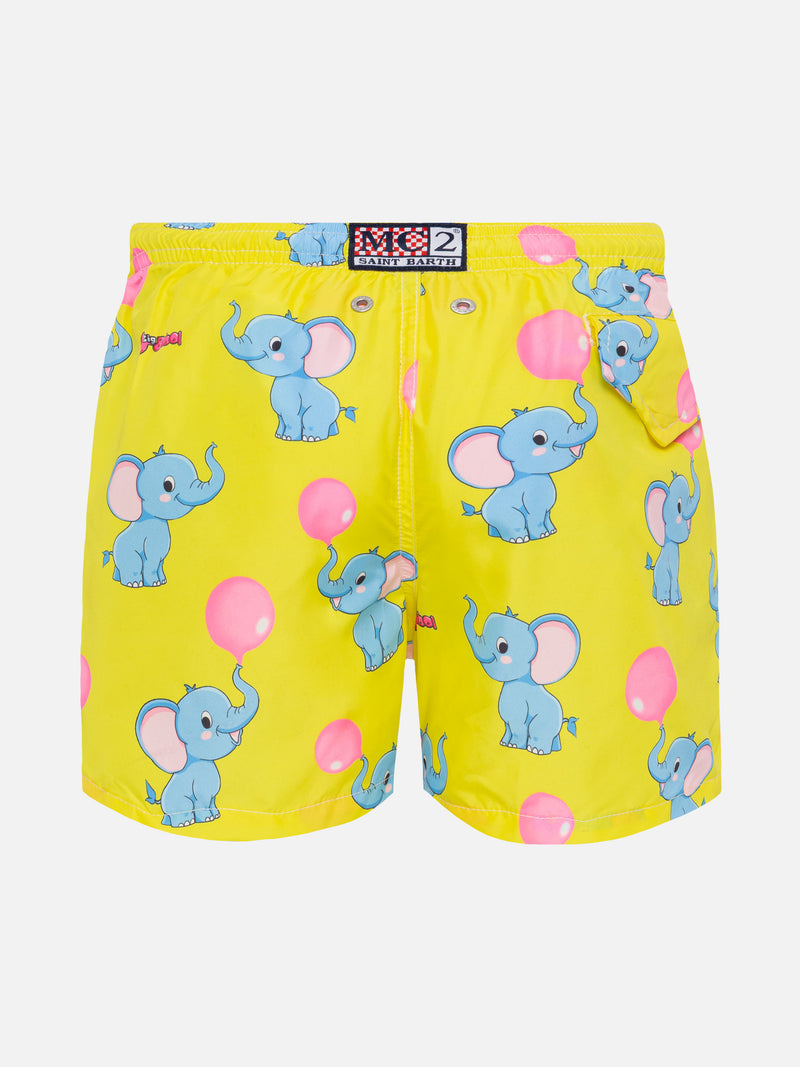 Jean Lighting lightweight fabric swim shorts with Big Babol elephant print | BIG BABOL SPECIAL EDITION