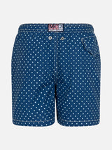 Boy lightweight fabric swim-shorts Jean Lighting with polka dots print