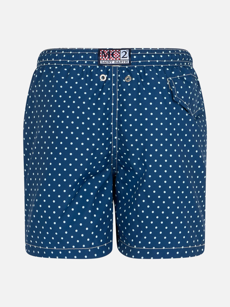 Boy lightweight fabric swim-shorts Jean Lighting with polka dots print