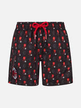 Boy lightweight fabric swimshorts with Milan print | AC MILAN SPECIAL EDITION