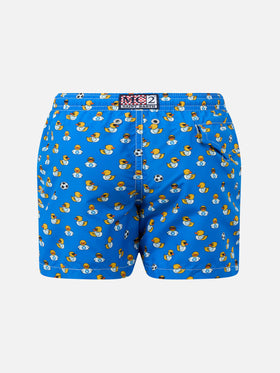 Boy lightweight fabric swim shorts with Ducky and Napoli logo print | SSC NAPOLI SPECIAL EDITION