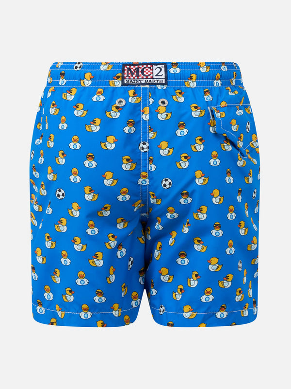 Costume da bagno da bambino in tessuto leggero con stampa logo Ducky e Napoli | SSC NAPOLI SPECIAL EDITION