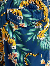 Boy lightweight fabric swim-shorts Jean Lighting with tropical print