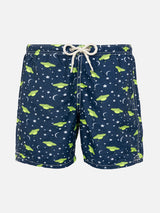 Boy light fabric swim shorts with UFO print