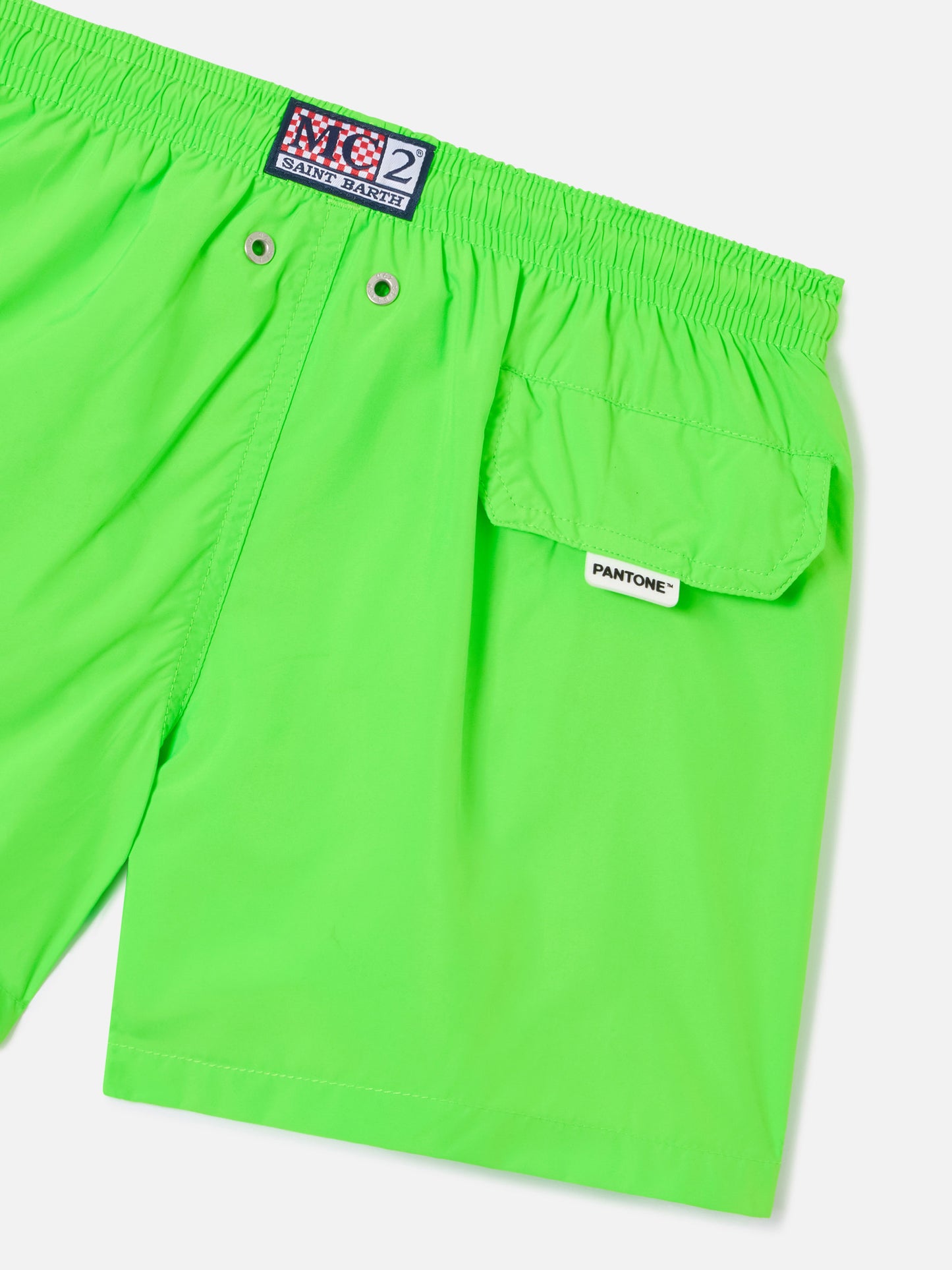 Bañador corto de tejido ligero para niño en verde flúor Jean Lighting Pantone | PANTONE® SPECIAL EDITION 