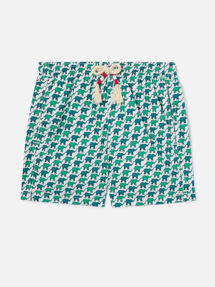 Boy swim shorts with elephant print