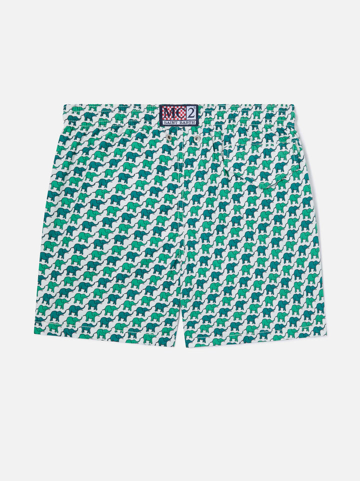 Boy swim shorts with elephant print