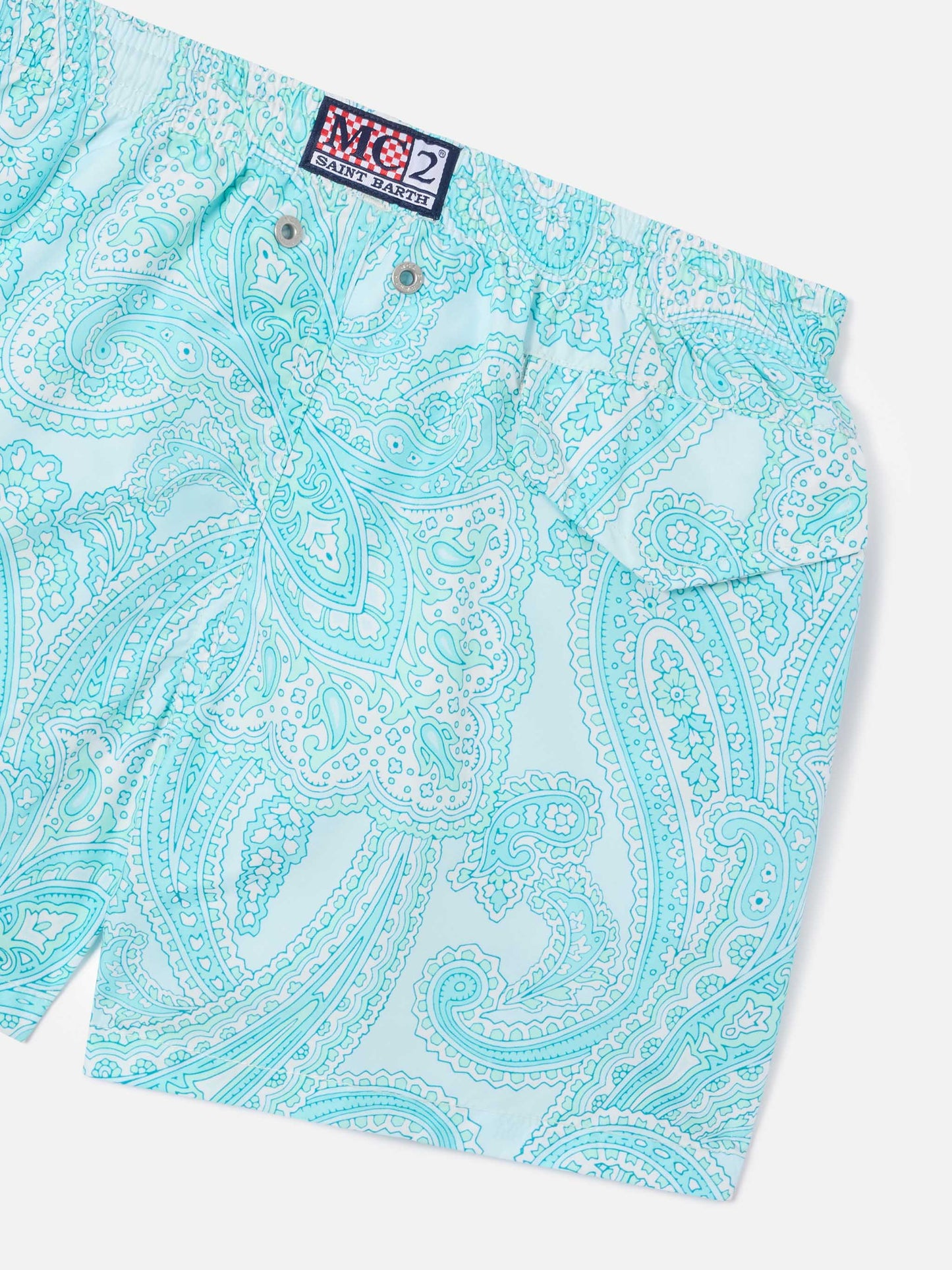 Short de bain garçon en tissu léger Jean Lighting 70 avec imprimé cachemire 