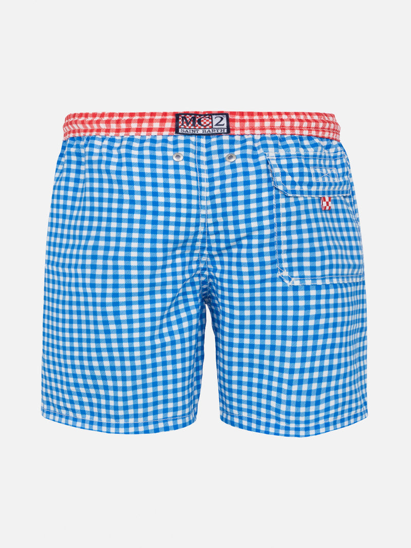 Boy swim shorts with gingham print