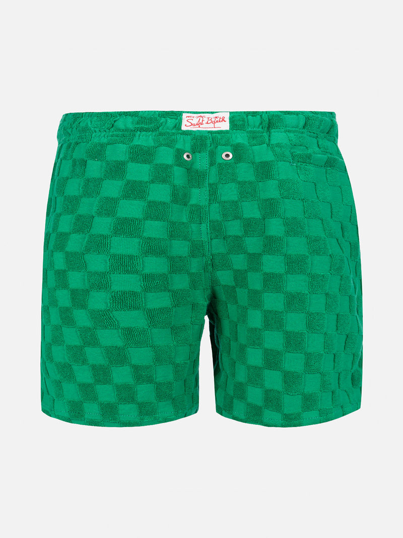 Boy swim shorts with gingham print